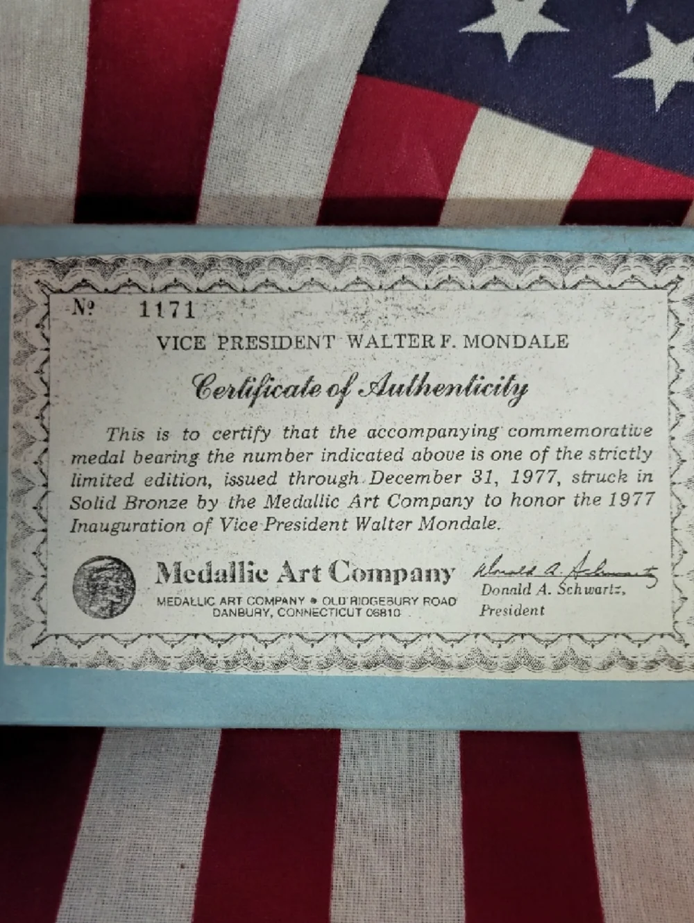 🌹PRISTINE 1977 Walter Mondale Official Inaugural Medal – Low# Limited Edition🌹